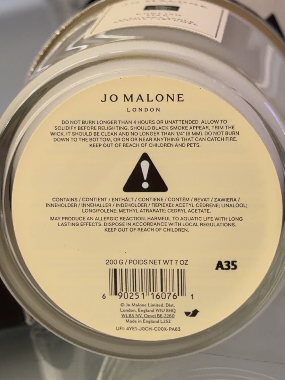 Jo Malone English Oak Candle in Cream Glass with Silver Lid - Picture 3 of 4
